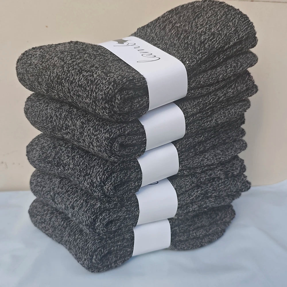 3/5 Pair Winter Men's Merino Wool Socks Super Thick Warm High Quality Harajuku Retro Snow Casual Antifreeze Cashmere Socks Men