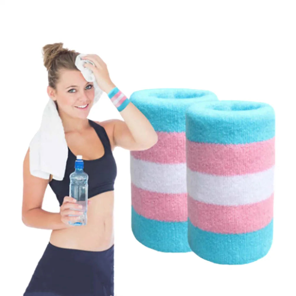 1pc Wristband Colorful Striped Cotton Sports Sweatband Wrist Support Men Women Gym Fitness Running Tennis Wrist Brace Protector