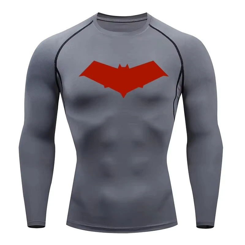 Bat Print Men's Compression T-Shirt Quick Dry Gym Workout Top | Summer Fitness Rashguard for Running & MMA ZY0037
