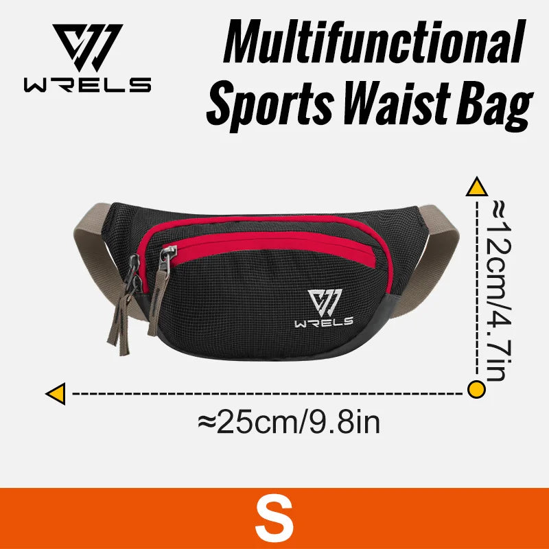 WRELS Running Waist Belt Bag Sport Multifunctional Ultralight Bounce Free Running Waist Pack Waterproof Fitness Mobile Phone Bag
