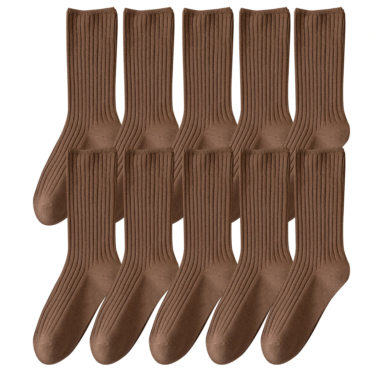 10Pairs Retro Women Cotton Loose Socks Autumn Winter Knitting Solid Color Long Black Korean Japanese Student Girls