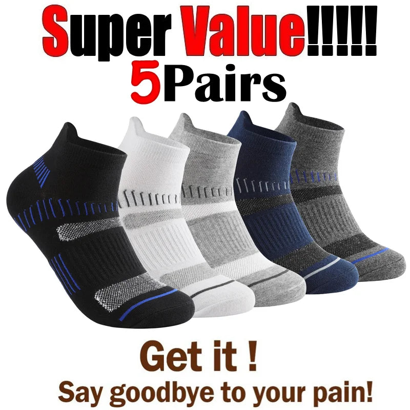 5 Pairs Men Cotton Sports Socks Mesh Breathable Running Basketball Cycling Male Short Socks Set For Men