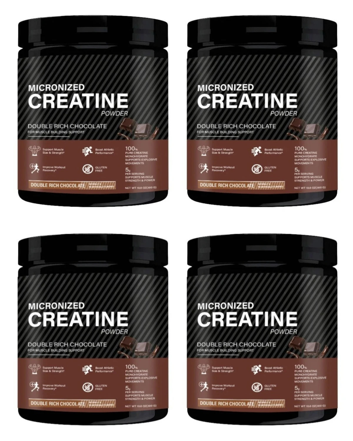 Creatine Monohydrate Powder 10.6 OZ Chocolate Flavor Sports Nutrition Support Athletic Performance Post‑Workout Muscle Recovery