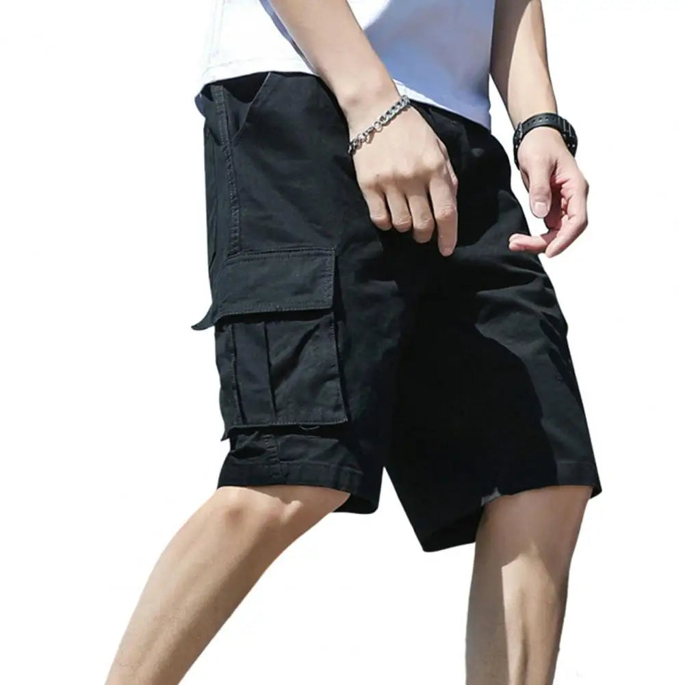 Men Shorts Men's Cargo Shorts with Multiple Pockets Elastic Waist Breathable Fabric for Summer Sports Streetwear Men Cargo