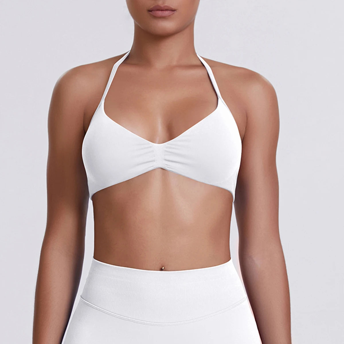 Sexy Neck Strap Bra for Woman Summer Breathable Backless Yoga Bra Women Fitness Solid Color Yoga Sports Bra Workout Top