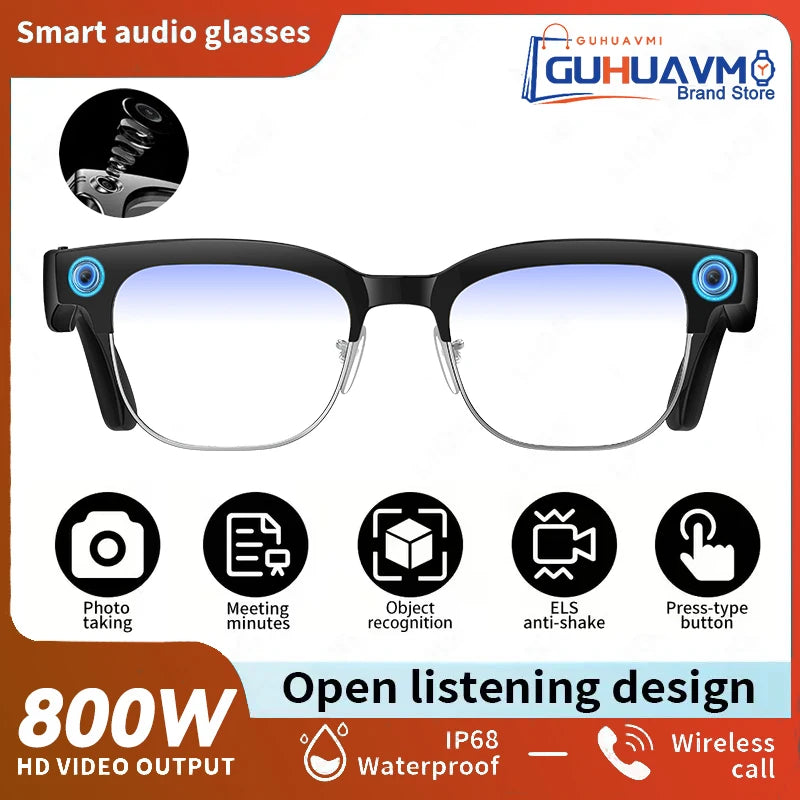 2026New AI Smart Glasses 120+Language Translation 800W Pixel Camera Video Music Player Call Business 8K Color Change Glasses Men