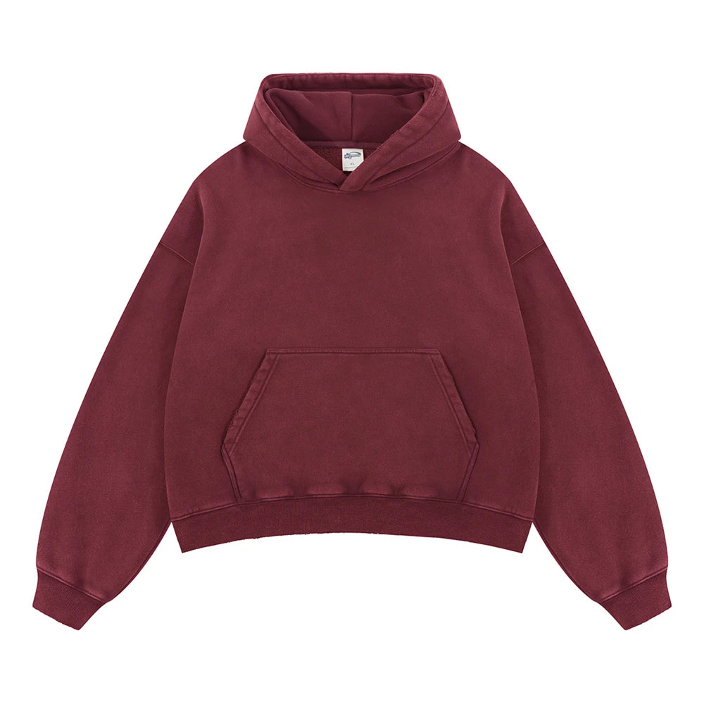 ZODF Retro 2025 Winter Man Washed Boxy Fleece Hoodies Unisex 370gsm Loose Hooded Pullovers Sweatshirt Streetwears HY1129