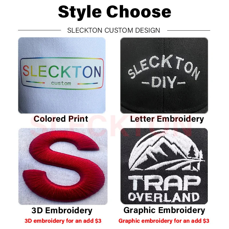 SLECKTON Custom Logo Embroidery Print Baseball Cap for Men and Women Customized Truck Hat Brand Design DIY Nylon Hat