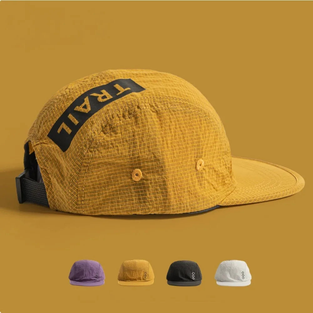Korean 5‑Panel Letter Printed Baseball Cap, Quick‑Dry Plain Hat for Men Women Outdoor Running Casual Fashion Headwear