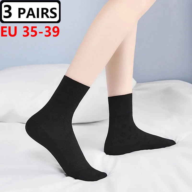 3 Pairs Plus Size EUR 45-50 Prevent Varicose Veins Socks Mens Diabetics Patients Cotton Loose Mouth Sock Man Women Comfort Meias