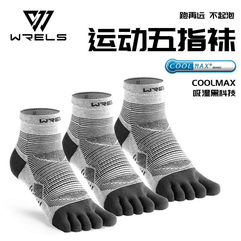 WRELS 1/3pairs Toe Socks COOLMAX Five Finger Socks Athletic Running Grip Quick Dry Breathable Performance 5 Finger Sports Socks