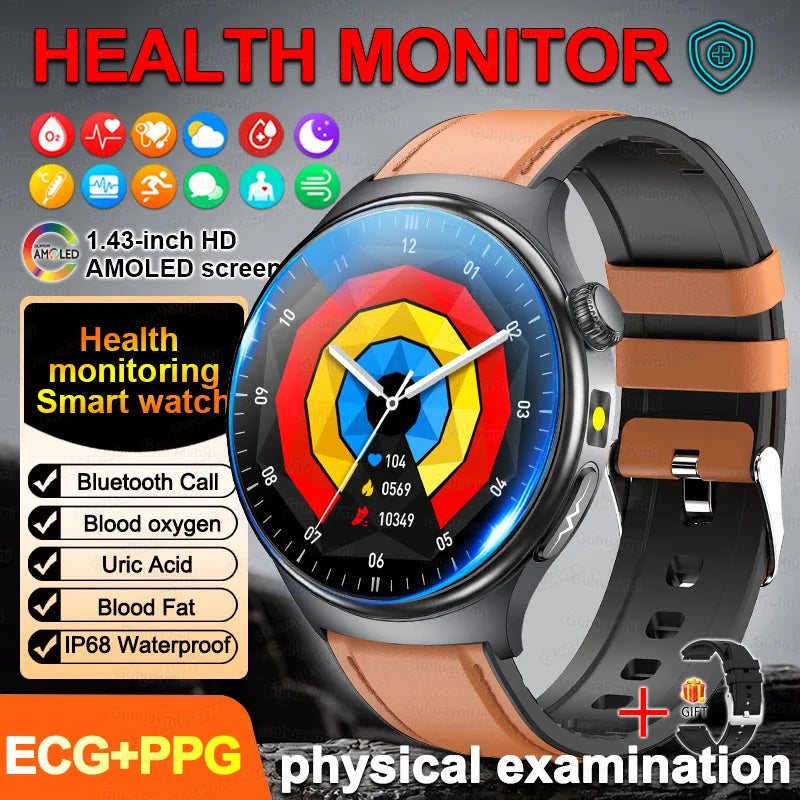 New Accurate ECG Smart Watch Heart Health Analysis Blood oxygen Pressure BT call ECG Smart Watches For Men Women protective film