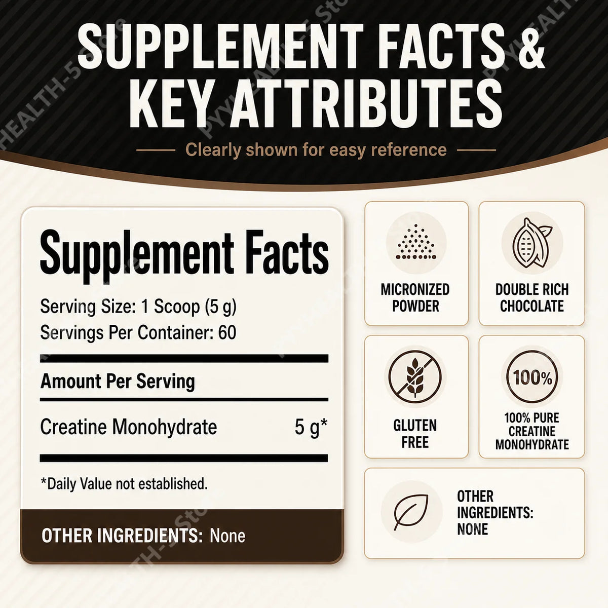 Creatine Monohydrate Powder 10.6 OZ Chocolate Flavor Sports Nutrition Support Athletic Performance Post‑Workout Muscle Recovery