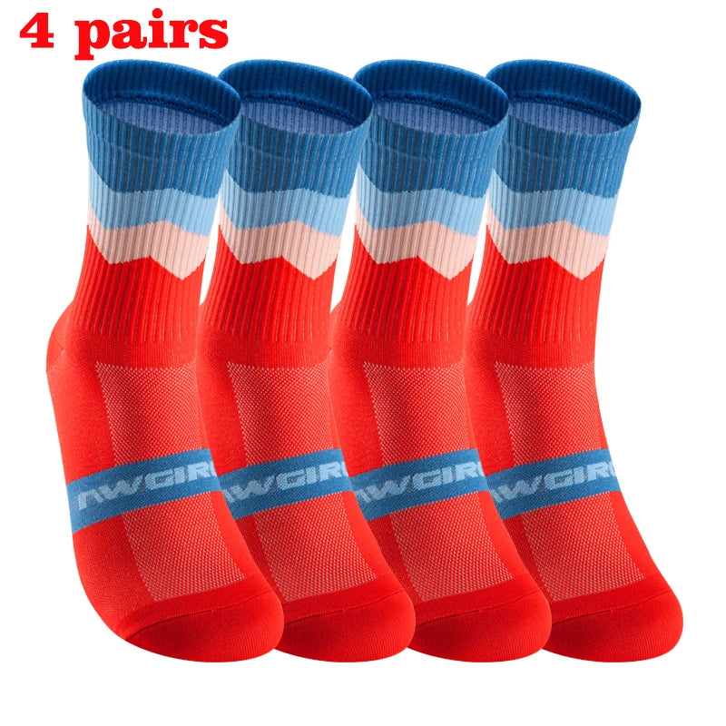 GKRQ 4 Pairs Bike Socks Men Nurse Compression Cycling For Women Mtb Guard Socks Stockings Sport Grip Barre Socks