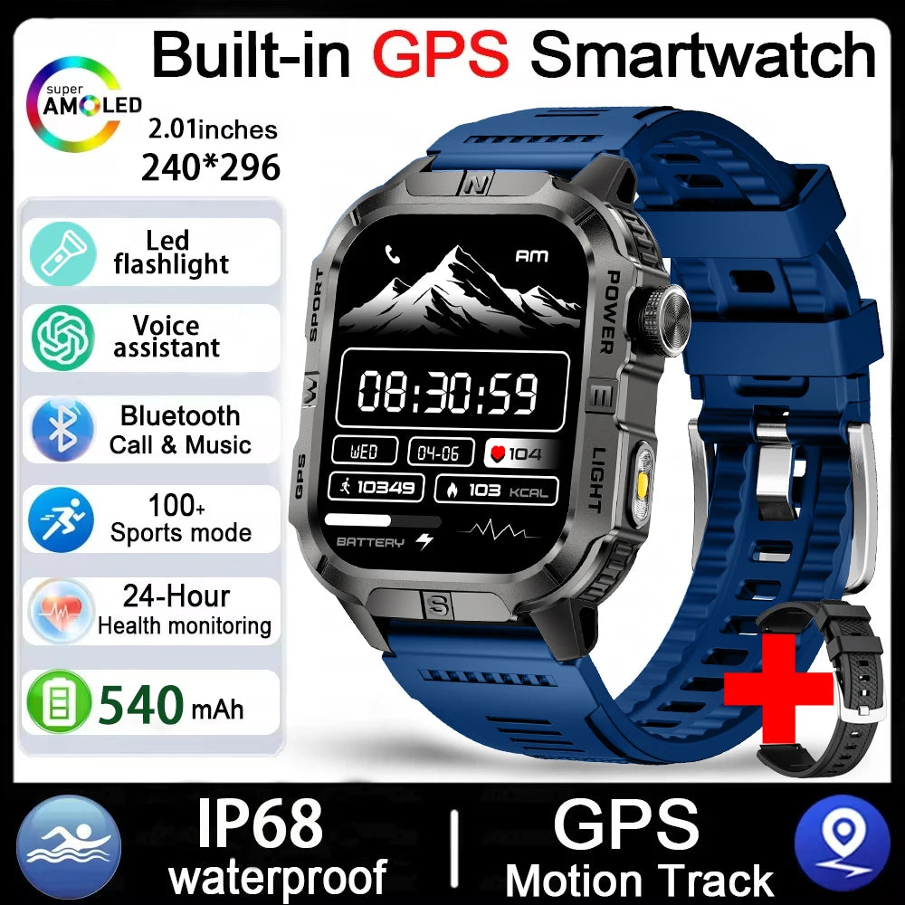 2026 Outdoor New 540mAh Battery T-Rex 3 Military Grade Smart Watch Men IP69K Waterproof GPS HD Bluetooth Call 100+Sports Watch