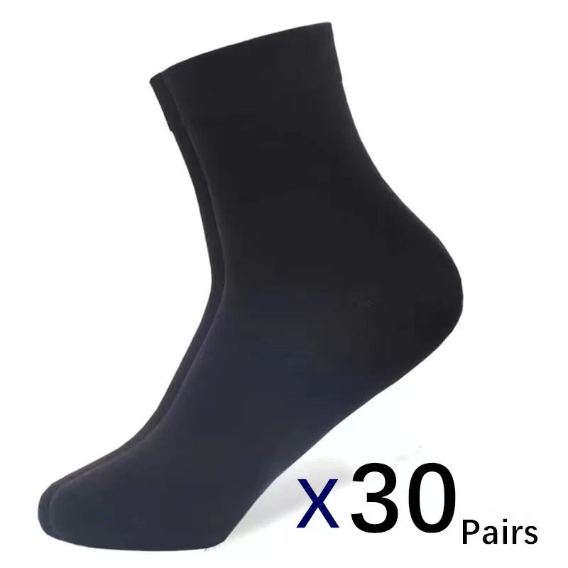 30Pairs/ Men's Socks Business Black Mid Tube Socks Soft Men's Polyester Cotton Socks Breathable Summer Autumn Gift Men's Socks