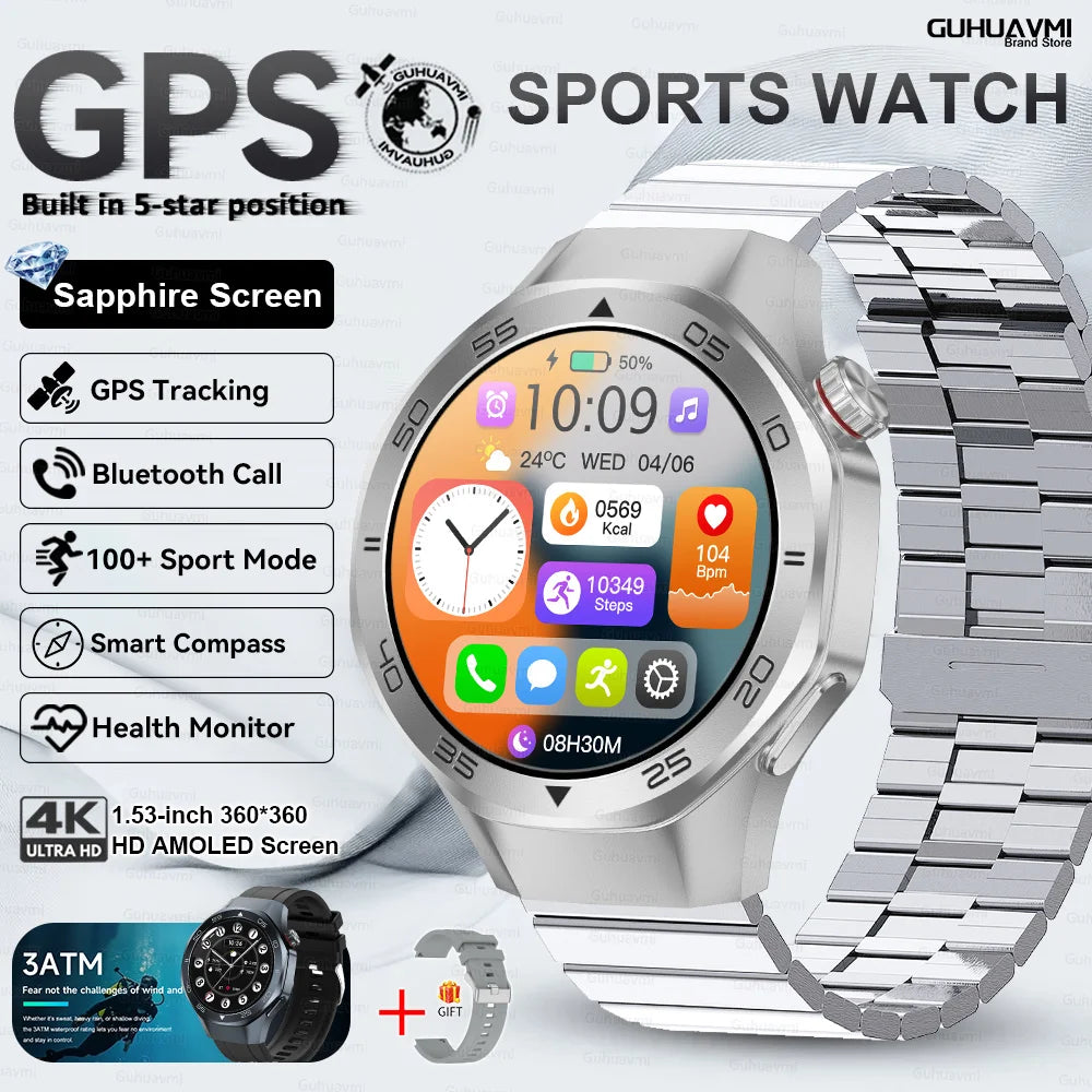 New Watch 6 Pro SmartWatch Built-in GPS Bluetooth Call Heart Rate 3ATM Waterproof 1.53