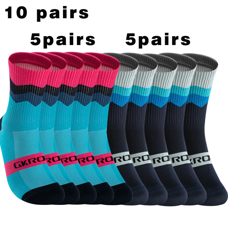GKRQ 10 pairs Professional Cycling Socks Breathable Road Bicycle Socks Men Women Outdoor Sports Racing e Compression Cycling Fo
