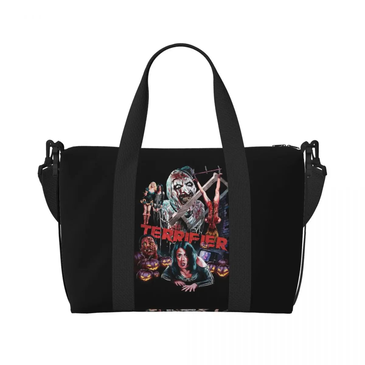 Halloween Movie T-Terrifier-S Horror Clown Beach Travel Bag Large Capacity Tote Bags for Yoga Women Shopping Duffle Shoulder Bag