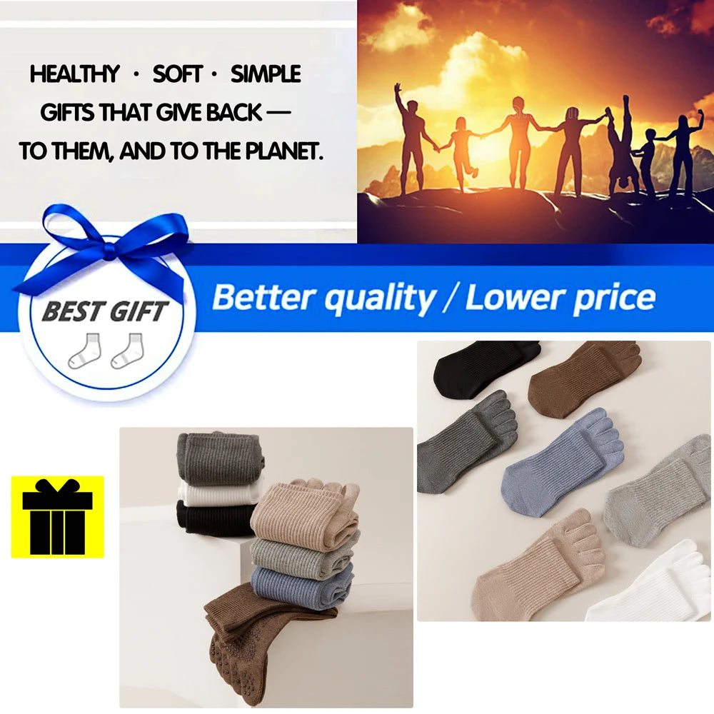 1/3 Pairs Men's 5-Toe Yoga Socks in Cotton Non-Slip Silicone Grip Sweat-Absorbent Pilates Socks for Gym Fitness Indoor Training