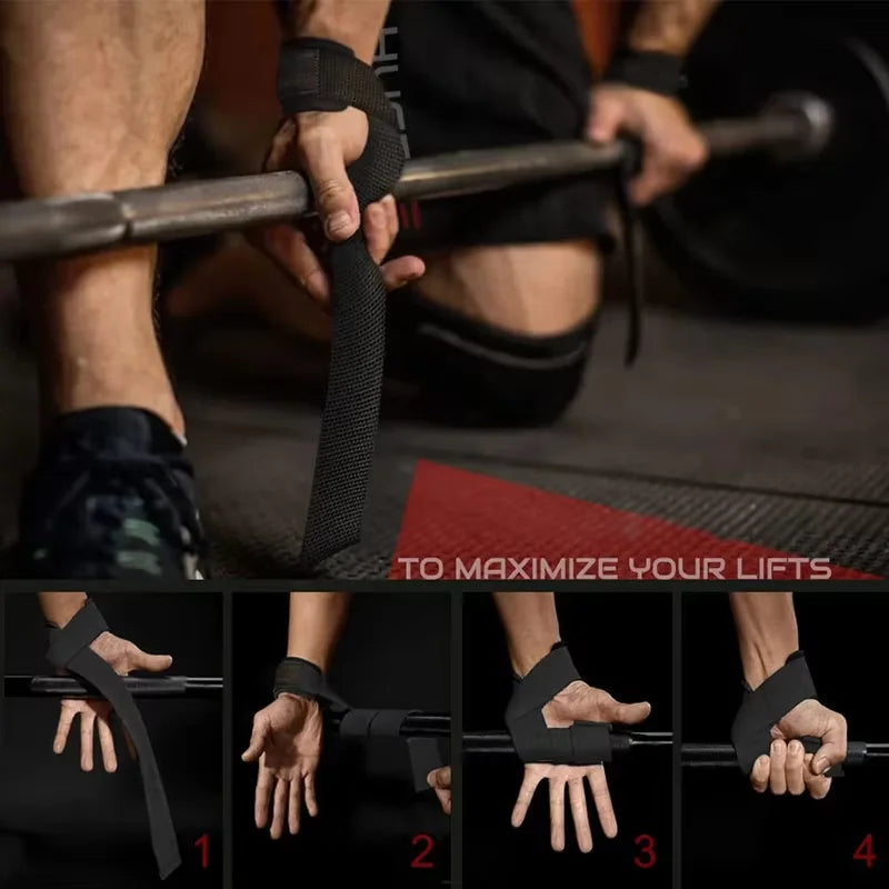 2PCS Weightlifting Straps Lifting Wrist Straps Strength Training Deadlifts Crossfit Hand Grips Wrist Support