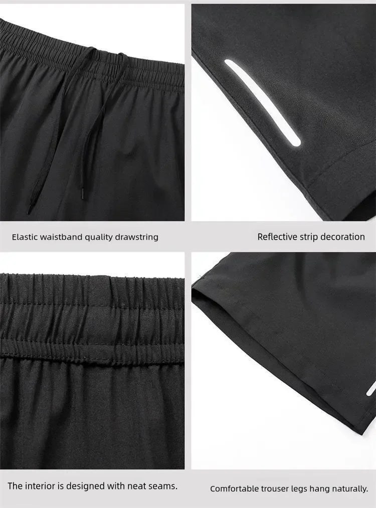 Summer men's shorts ice silk running gym sports shorts quick drying breathable beach shorts fitness slow running cool casual spo