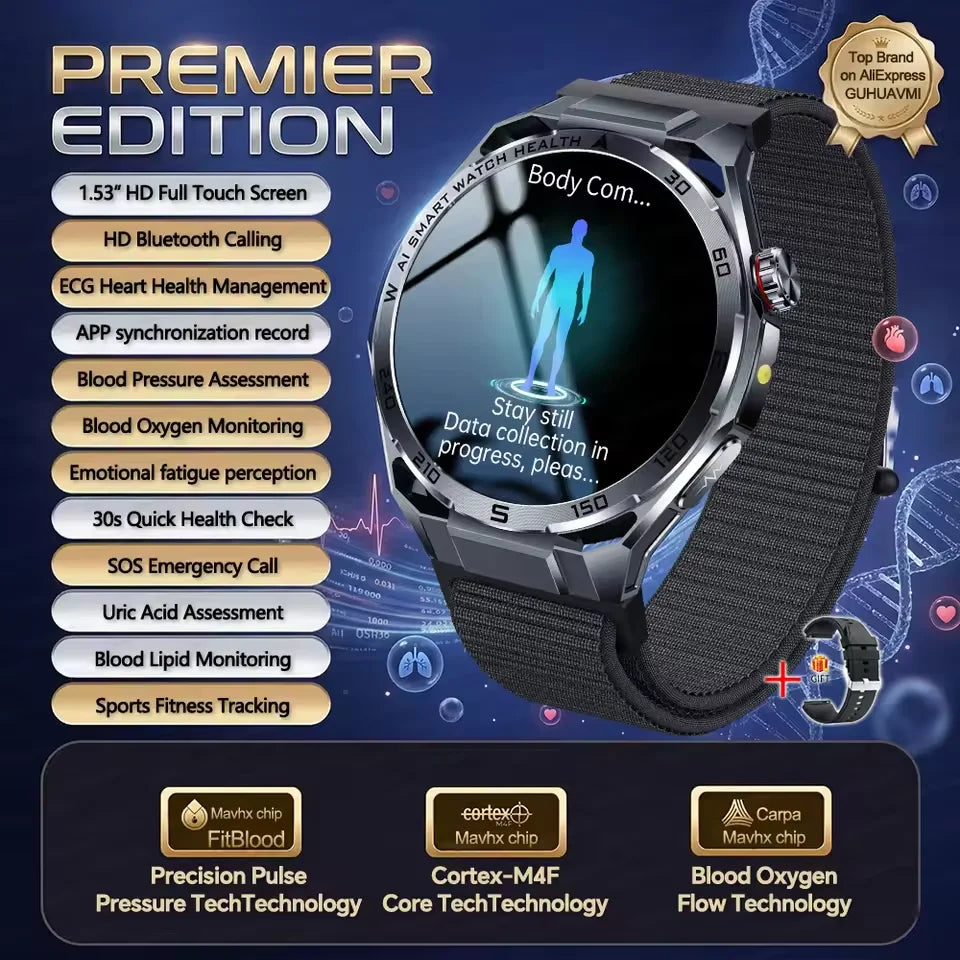2026New Smart Watch Men ECG+HRV Blood Composition Body Analysis Bluetooth Call Waterproof Health Smartwatch For Android IOS Men
