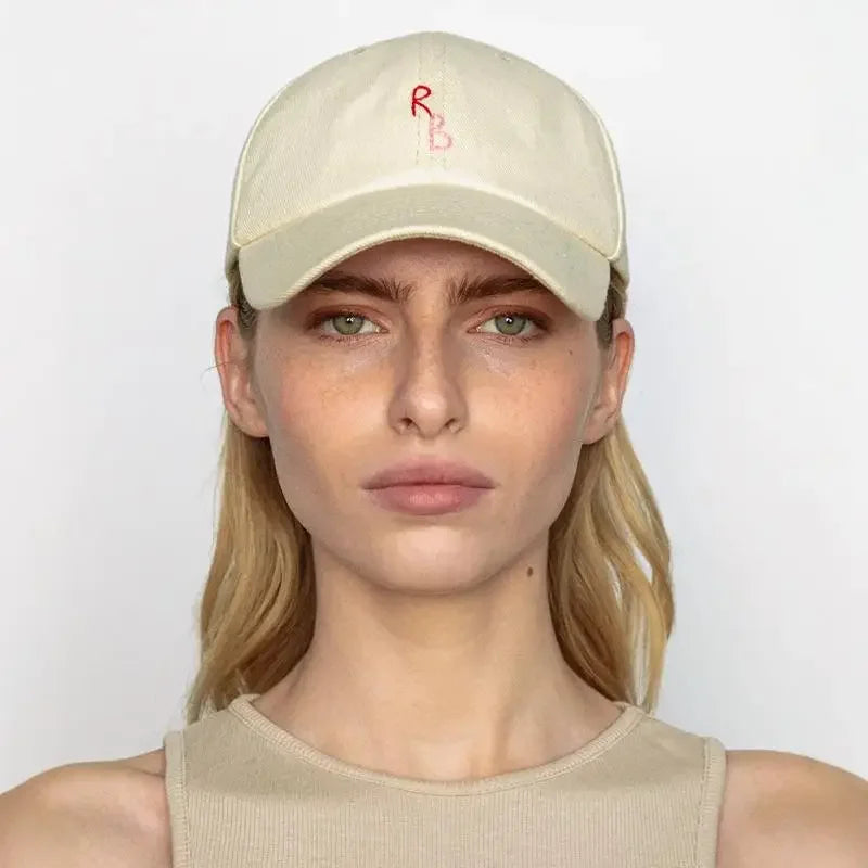 INS Monogram Cotton British Outdoor Sport Baseball Cap for Men Women Hand-Dyed Soft Fabric Dad Hand-Embroidered Letters Hats