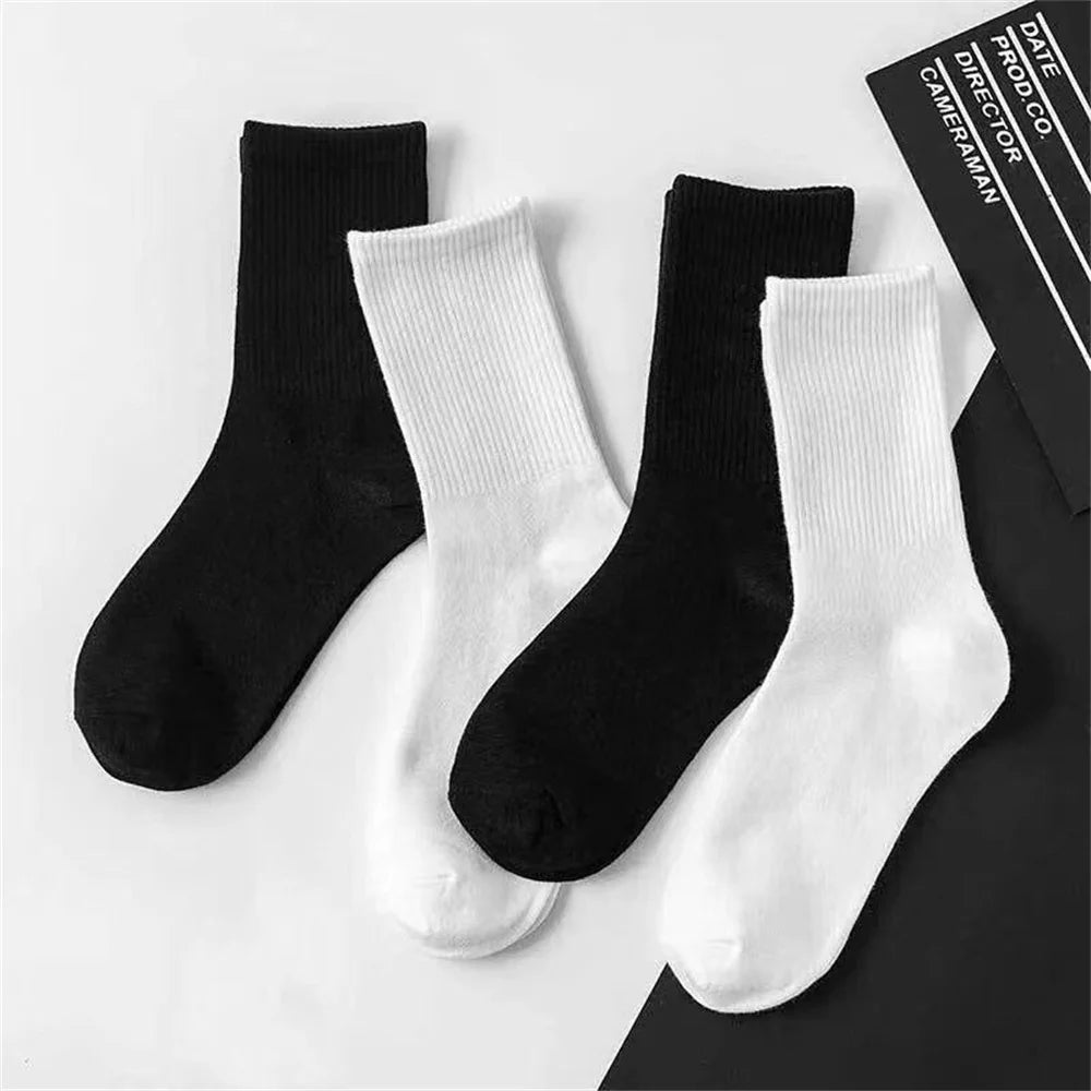 10 Pairs Men Socks Organic Cotton High Quality White Black Business Casual Spring Winter Socks Women Long/Short Tube Sox