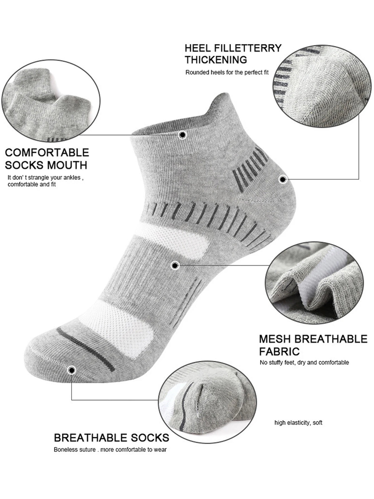 5/10/30 Pairs Men's Cotton Sports Socks Set Mesh Breathable for Running Basketball Cycling Short Male Socks