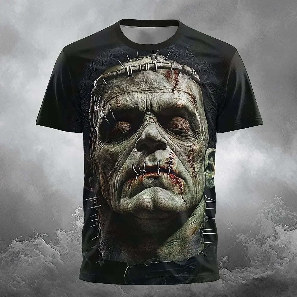 Horror Character 3D Print Men's T Shirt Hip Hop Trend y2k Clothes Casual O-neck Loose Tops Fashion Breathable Short Sleeve Tees