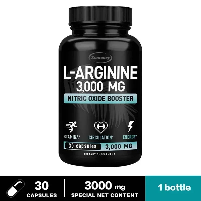 L-Arginine - Strengthen Muscles, Improve Blood Circulation, and Boost Energy, Endurance and Athletic Performance