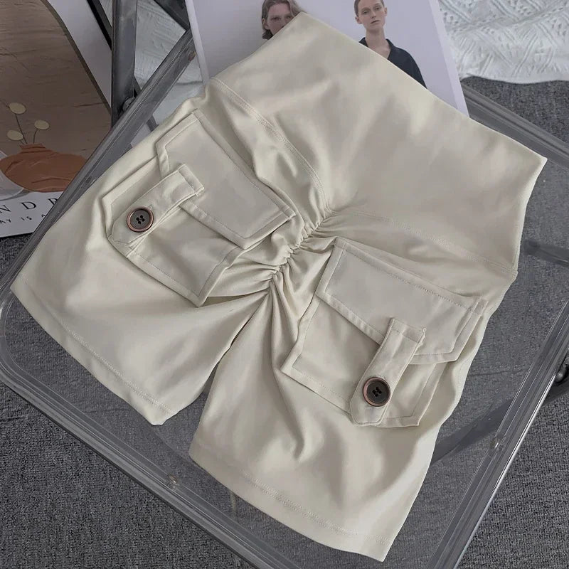 Nude High Waist Peach Butt Sport With Pocket Yoga Shorts Leggings Quick Drying Gym Training Cycling Outdoor sports Shorts
