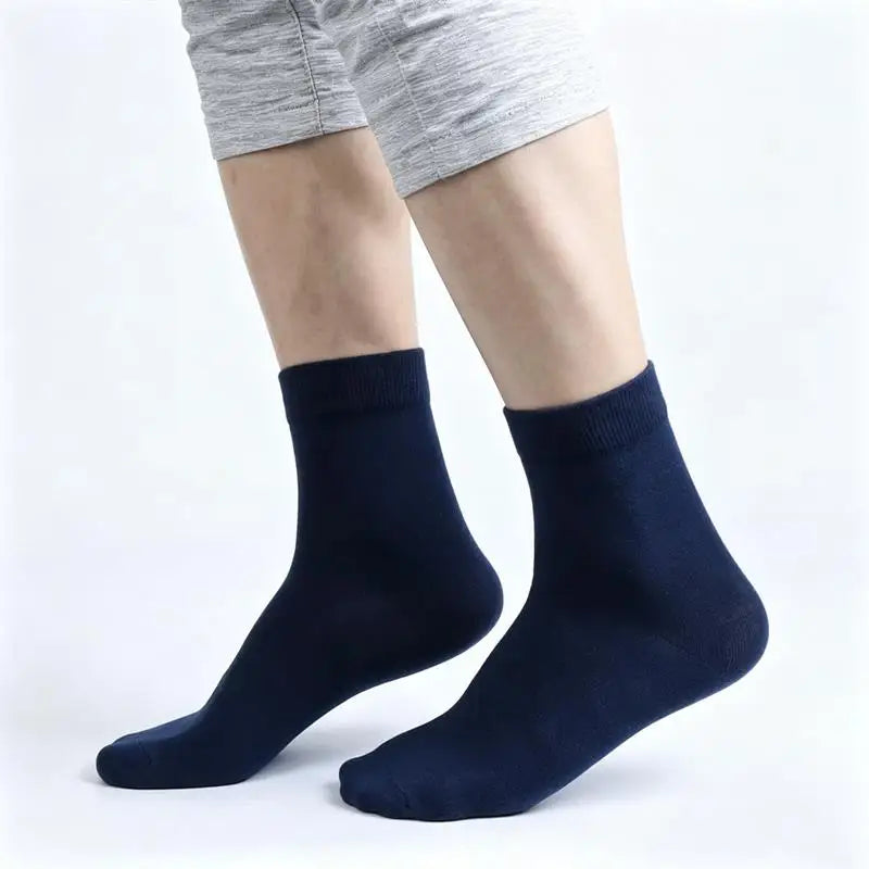 10Pairs/Lot Black Grey Men's Socks Business Solid Color Casual Simple Socks Deodorant Breathable Cotton Sports Mid-calf Socks