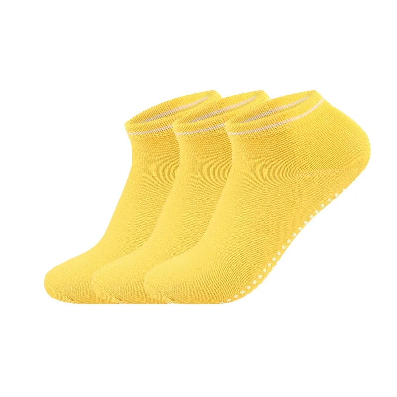 3Pairs/Lot Yoga Socks for Women Non-Slip Grips Straps Bandage Cotton Sock Pilates Pure Barre Ballet Dance Barefoot Workout