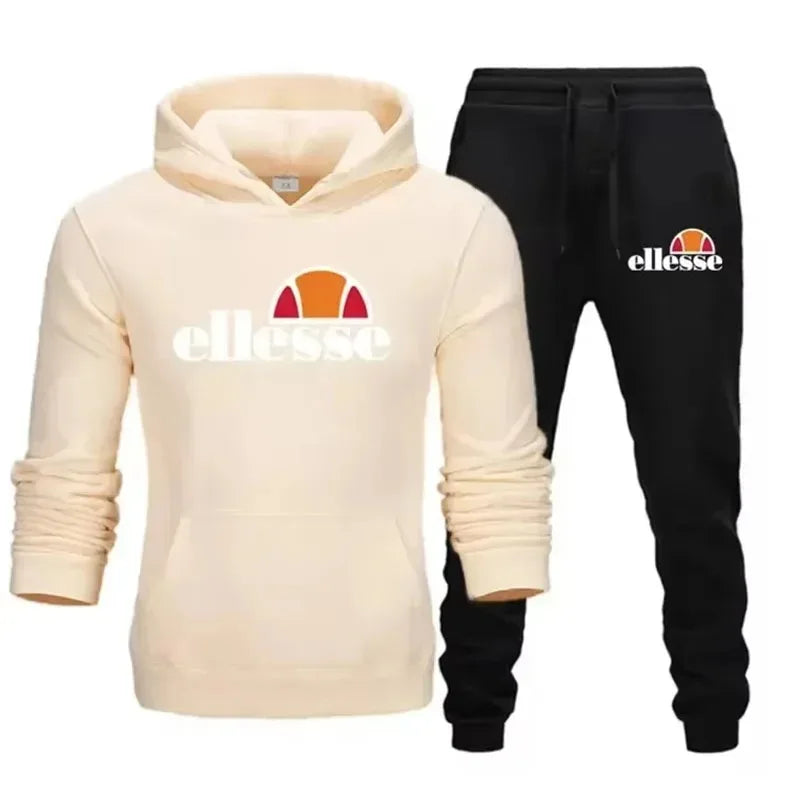 2025 Trendy Hoodie Set Autumn Campus New Stripe Set Trendy Printed Hoodie Casual Pants, Essential for Trendy Men