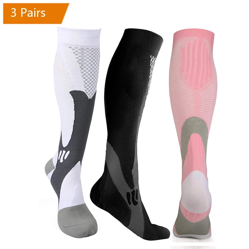 3 Pairs Compression Socks Men Gym Outdoor Football Natural Hiking Cycling Socks Varicose Veins Diabetes Swelling Pregnancy Socks