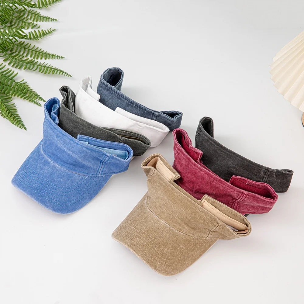 Portable Summer Washable Sun Hats Men Women Solid Visor UV Protection Top Empty Sport Tennis Golf Running Sunscreen Baseball Cap