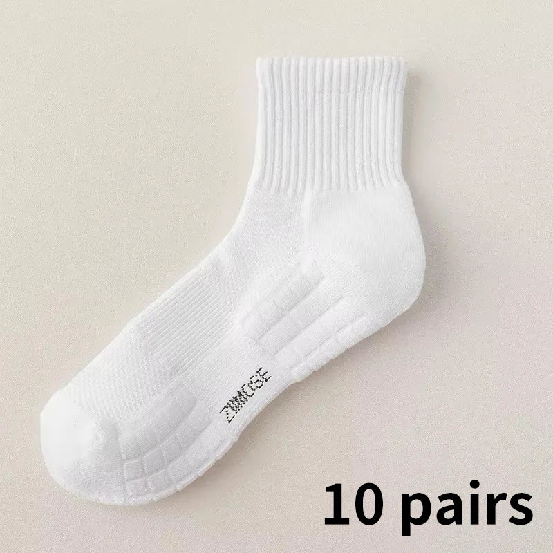 1pc 4pcs 5pcs 10pcs Socks Men's Cotton Spring Towel Bottom with Velvet Mid-tube White Stockings Thickened Sports Basketball Sock