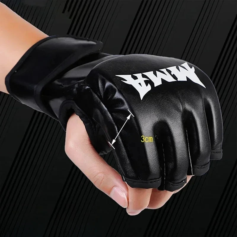 Half Finger Professional Boxing Training Gloves Leather Cushion Adult Sanda Ufc Sparring Knuckl
