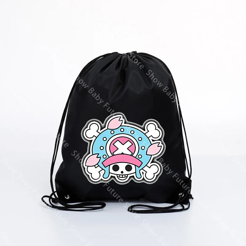 Big 45x45CM Cartoon One Piece Drawstring Bag for Adult Luffy Zoro Fashion Swim Ride Running Sport Backpack Portable Storage Bags