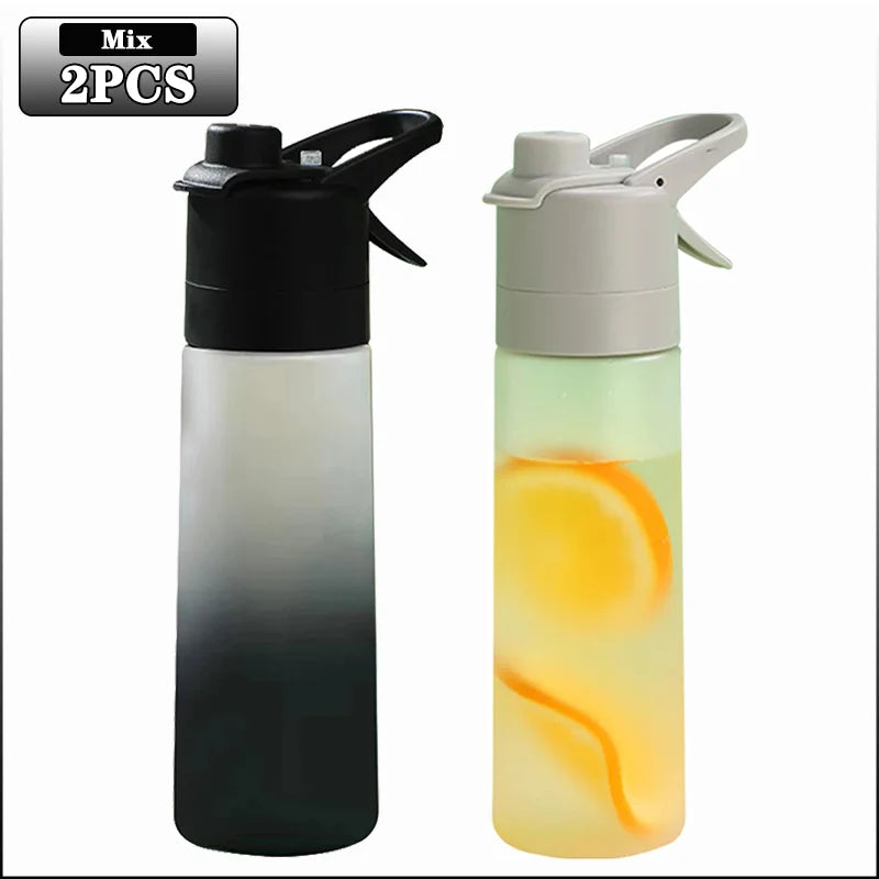 1-4PCS Large Capacity Spray Water Bottle with Straw Gradient Frosted Portable Outdoor Sports Travel Mist Sprayer Reusable Cup