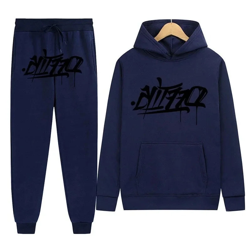Large supply of men's sportswear, new fashion hip hop suit two-piece set hoodie printed sweatshirt comfortable casual male style