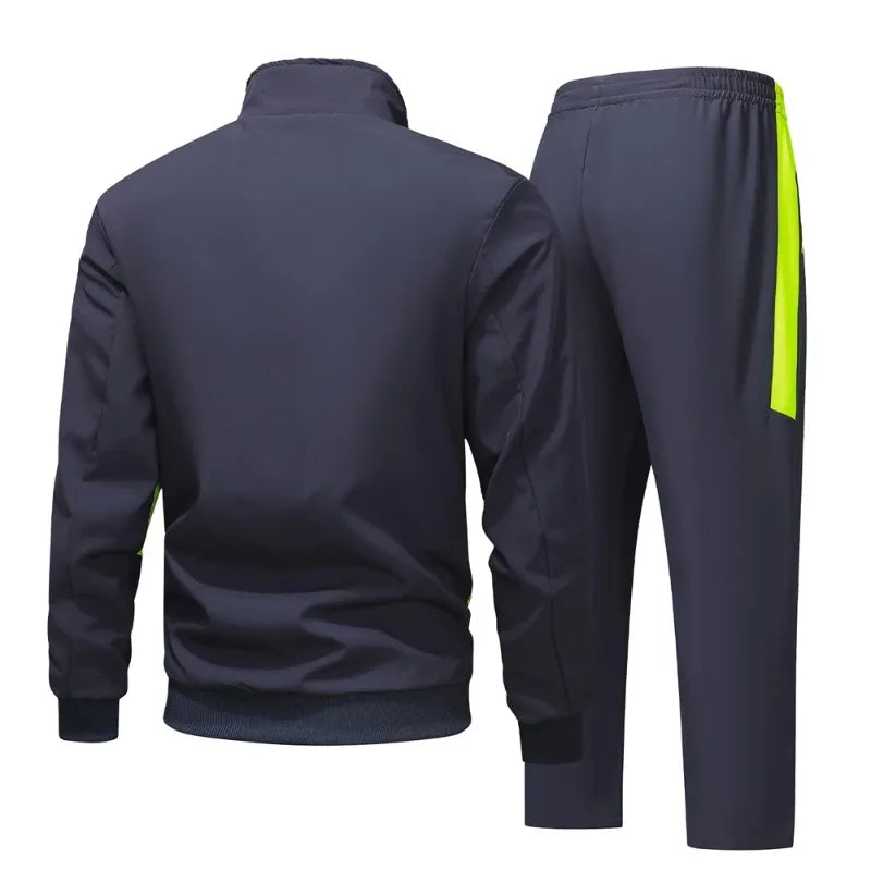 Men's Spring Autumn Track Suit 2 Piece Set Stand Collar Jacket with Pants Casual Sports Running Outfit Matching Athletic Wear