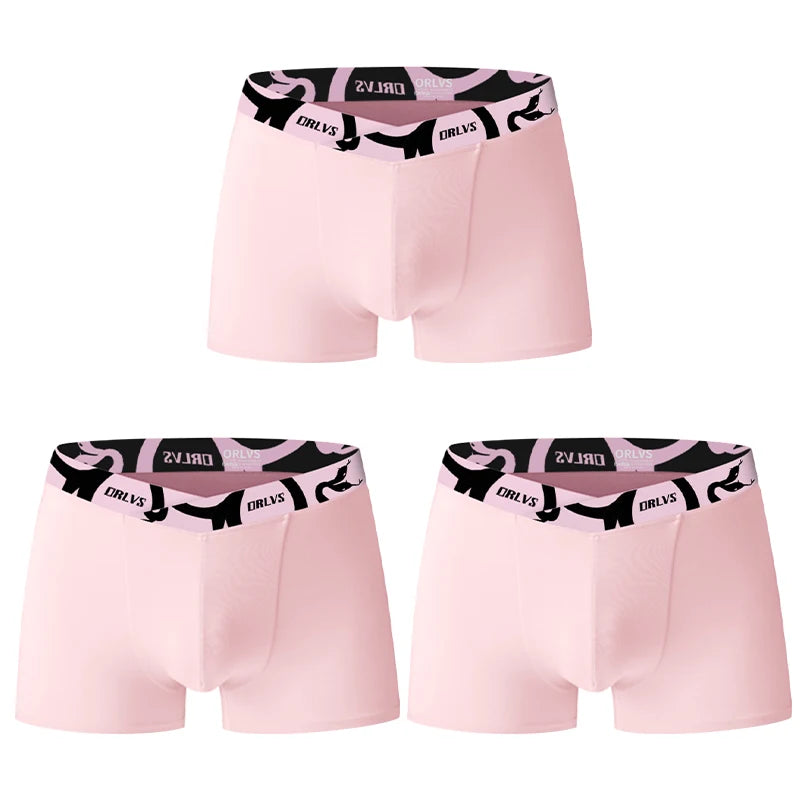 ORLVS Soft Modal Men's Underwear Big V Cut Boxer Briefs No Roll Waistband Trunks with Double Layer Crotch for Daily & Sports