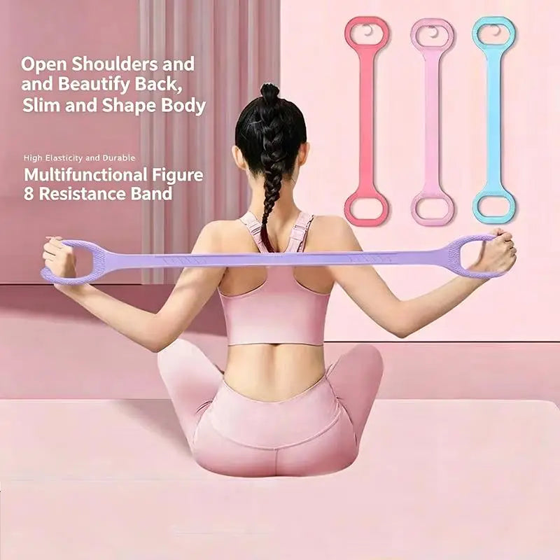 1/3Pcs 8-Shaped Resistance Band,Yoga Stretch Fitness Band For Back & Arm Training,Fitness Pull Rope Pilates Training Gym Tools