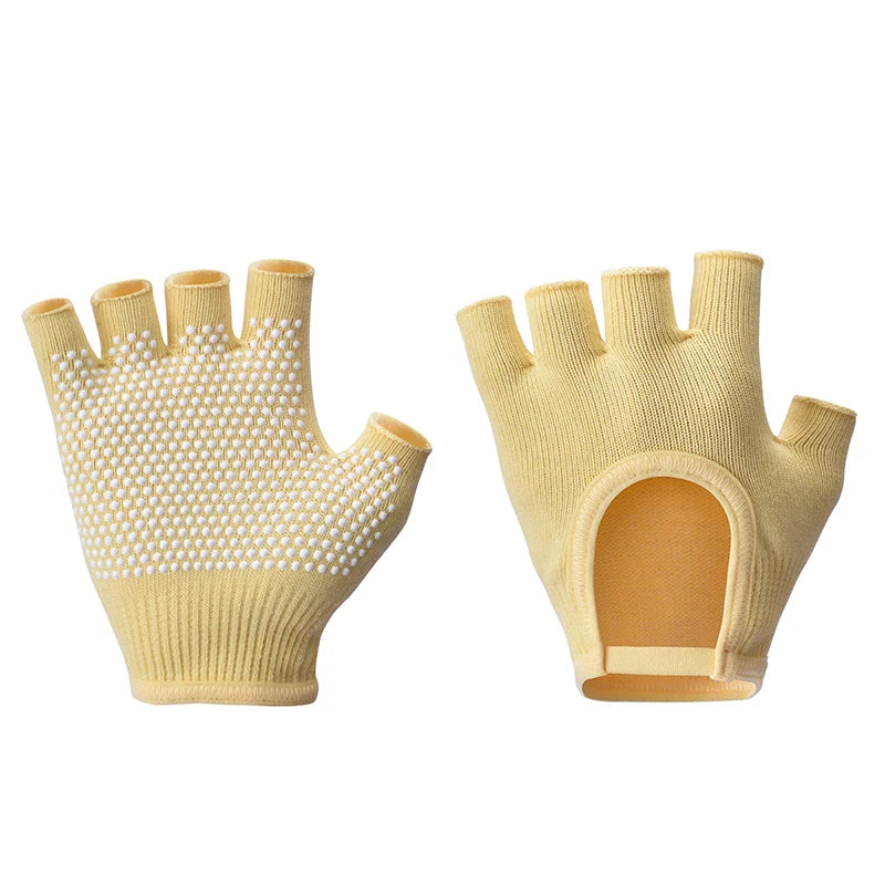 Women Anti-slip Yoga Gloves Cotton Fitness Half Finger Gloves Breathable Outdoor Cycling Bicycle Pilates Sports Fishing Gloves