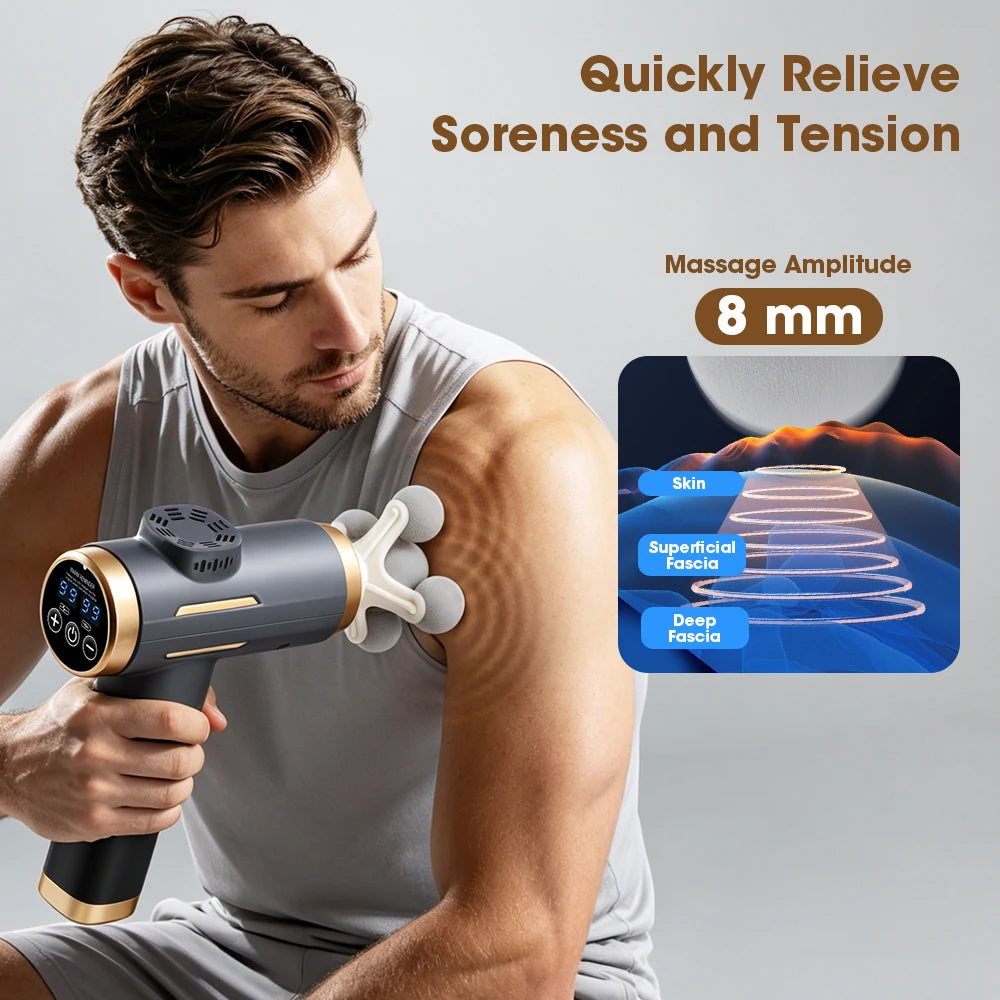 11-IN-1 Electric Massage Gun 99 Level Powerful Fascia Gun High-Frequency Vibration Body Massage Gun Arms Leg Muscle Masajeador