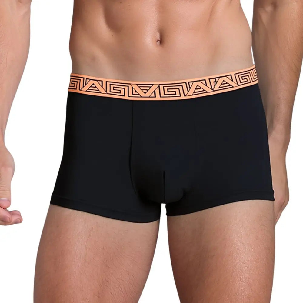 Men Trendy Boxer Briefs Gold‑Black Printed Elastic Waistband Soft Stretch Breathable Underpants for Gym Sports Daily Casual Wear