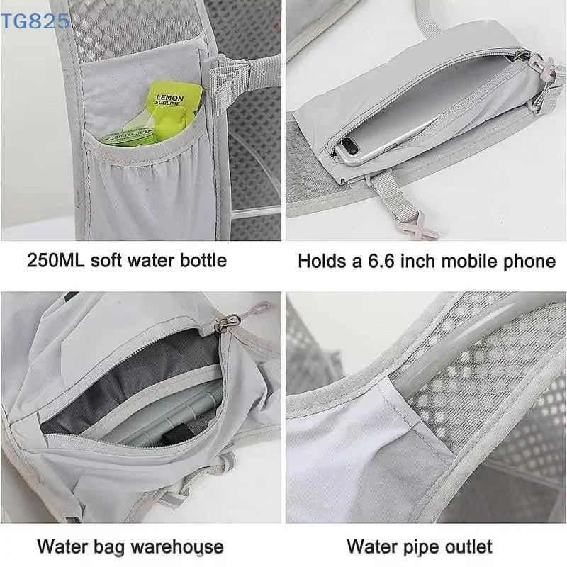 【AN】【AN】New Running Water Bottle Storage Vest Lightweight Running Vest Reflective Hydration Water Chest Pack With Phone Holder